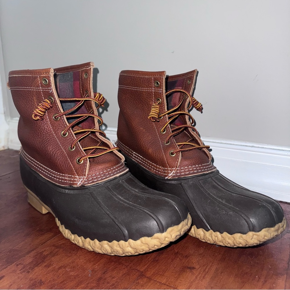 L.L. Bean Men's Brown Leather and Black Rubber Boots